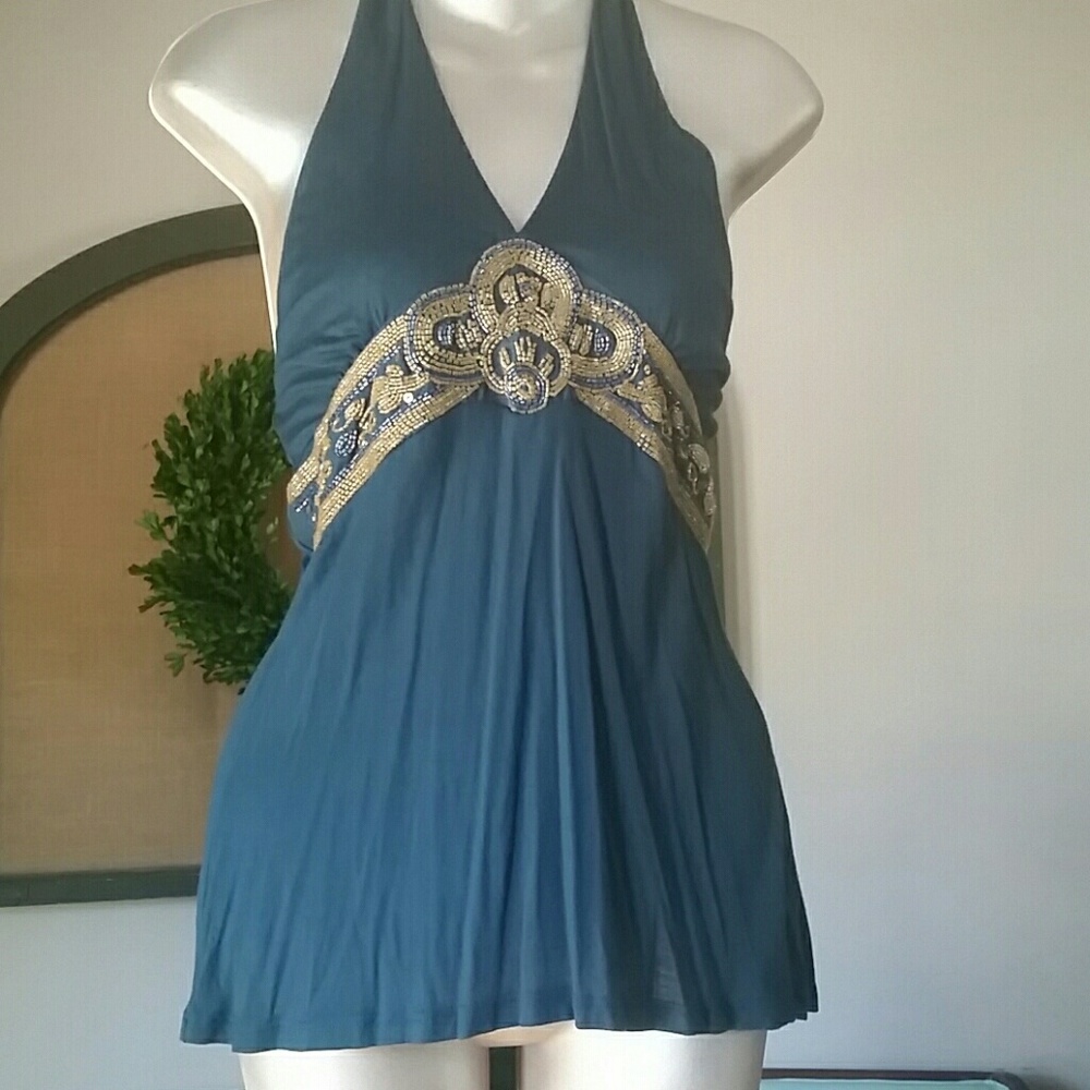 Beaded Teal Twenty one Top